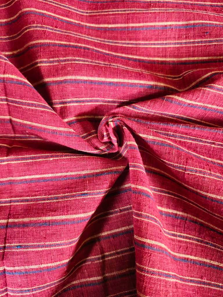 ORGANIC GEOMETRIC FABRIC: ALIZARIN RED : INDIGO:ANAR
