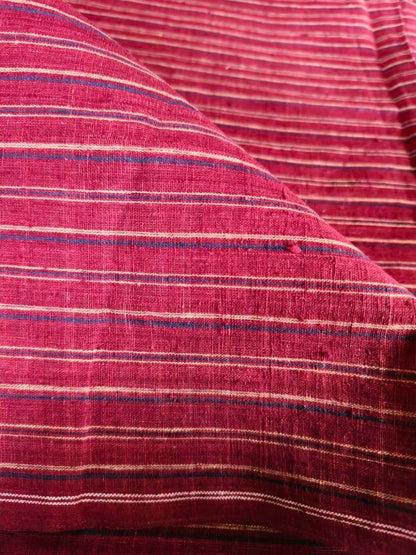 ORGANIC GEOMETRIC FABRIC: ALIZARIN RED : INDIGO:ANAR