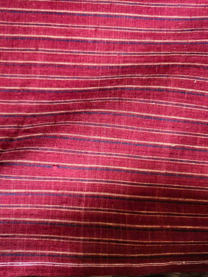 ORGANIC GEOMETRIC FABRIC: ALIZARIN RED : INDIGO:ANAR