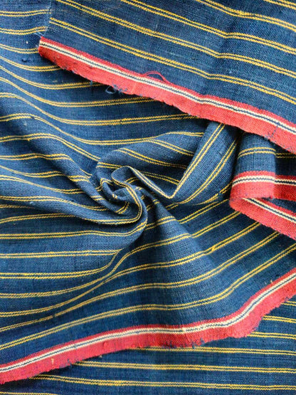 ORGANIC GEOMETRIC FABRIC: ANAR YELLOW :DEEP INDIGO