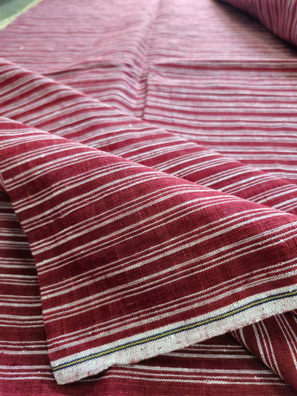 ORGANIC GEOMETRIC FABRIC:  ALIZARIN RED  3 LINE KORA STRIPE