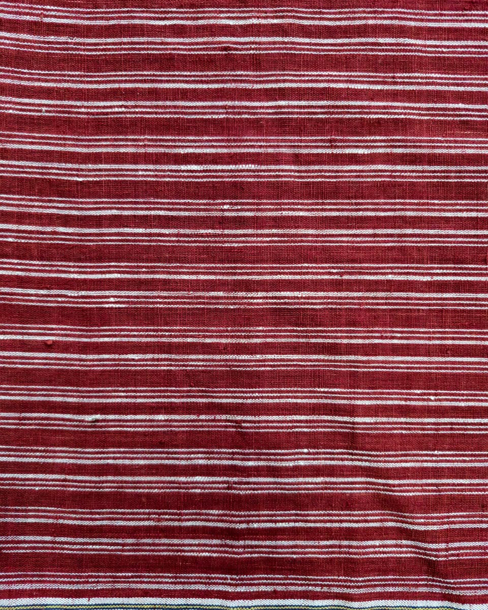 ORGANIC GEOMETRIC FABRIC:  ALIZARIN RED  3 LINE KORA STRIPE