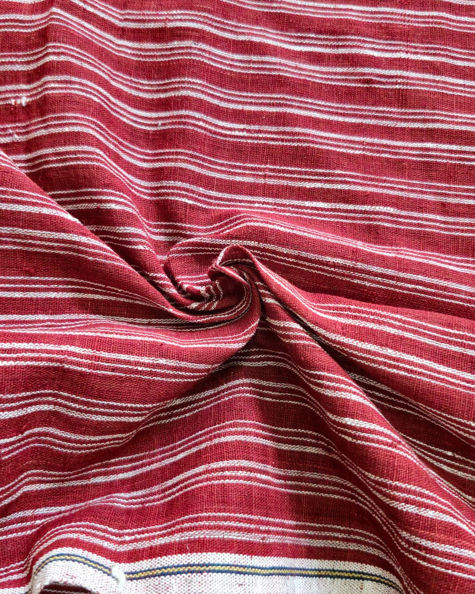 ORGANIC GEOMETRIC FABRIC:  ALIZARIN RED  3 LINE KORA STRIPE
