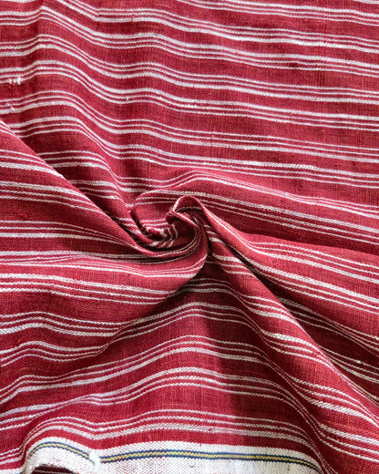 ORGANIC GEOMETRIC FABRIC:  ALIZARIN RED  3 LINE KORA STRIPE