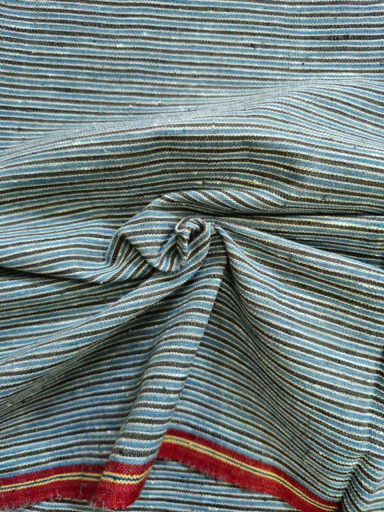ORGANIC GEOMETRIC FABRIC: LIGHT INDIGO : BLACK  :KORA :