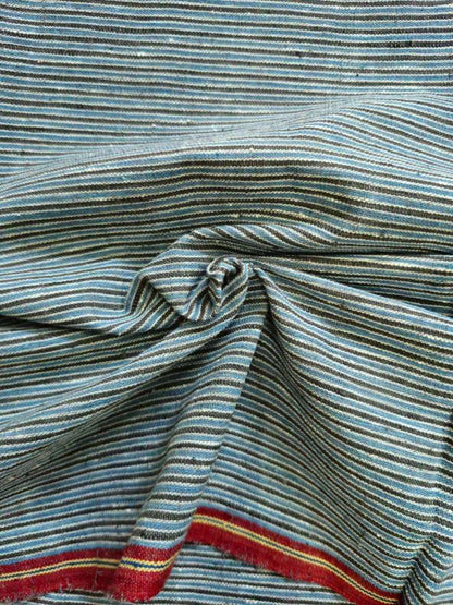ORGANIC GEOMETRIC FABRIC: LIGHT INDIGO : BLACK  :KORA :