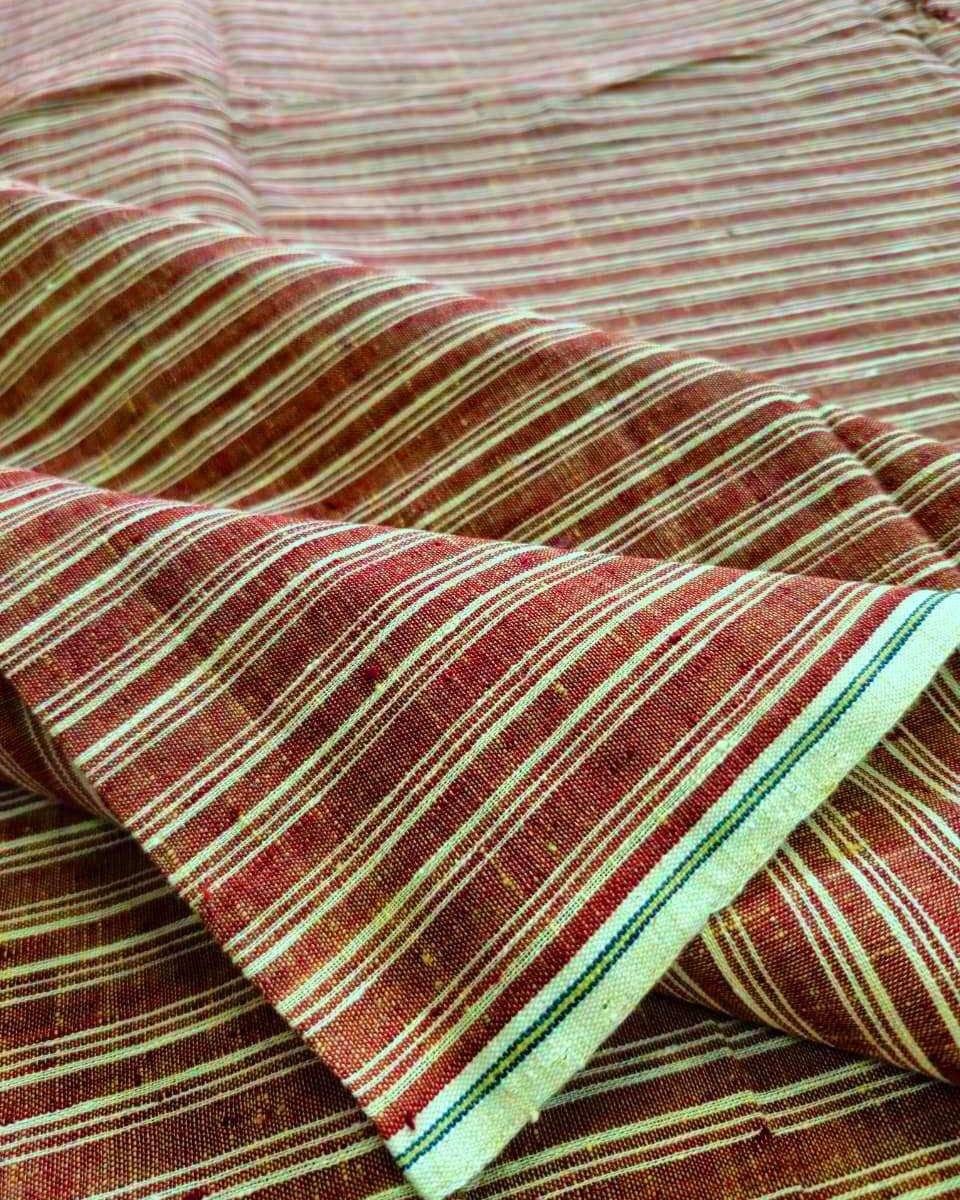 ORGANIC GEOMETRIC FABRIC:  ALIZARIN RED : ANAR YELLOW :KORA