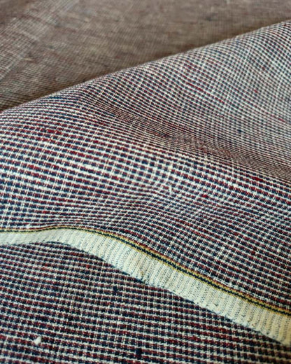 ORGANIC GEOMETRIC FABRIC:  INDIGO:KORA: ALIZARIN RED :ANAR