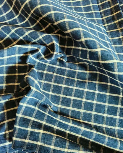 ORGANIC GEOMETRIC FABRIC: INDIGO: KORA CHECKS