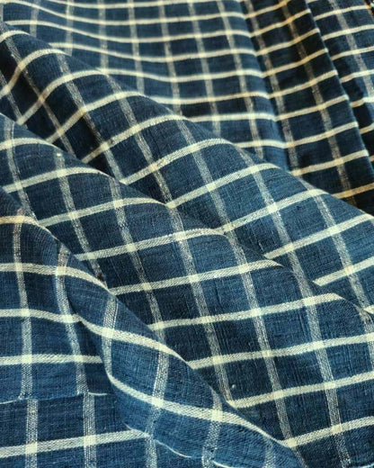 ORGANIC GEOMETRIC FABRIC: INDIGO: KORA CHECKS