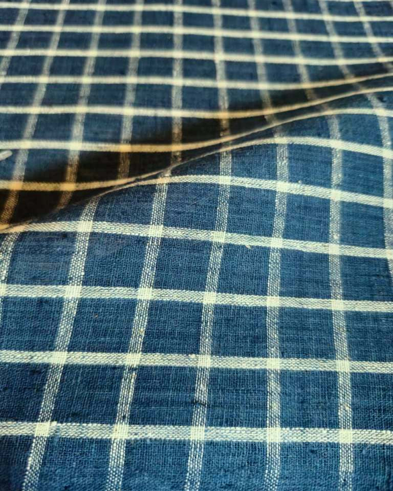 ORGANIC GEOMETRIC FABRIC: INDIGO: KORA CHECKS