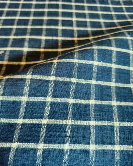 ORGANIC GEOMETRIC FABRIC: INDIGO: KORA CHECKS