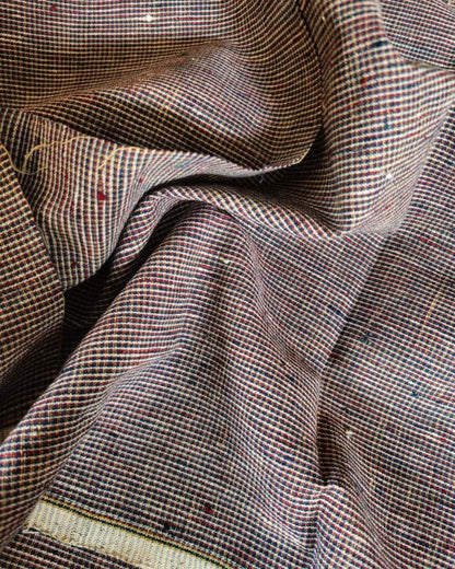 ORGANIC GEOMETRIC FABRIC:  INDIGO:KORA: ALIZARIN RED :ANAR