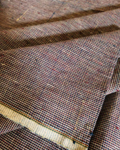 ORGANIC GEOMETRIC FABRIC:  INDIGO:KORA: ALIZARIN RED :ANAR