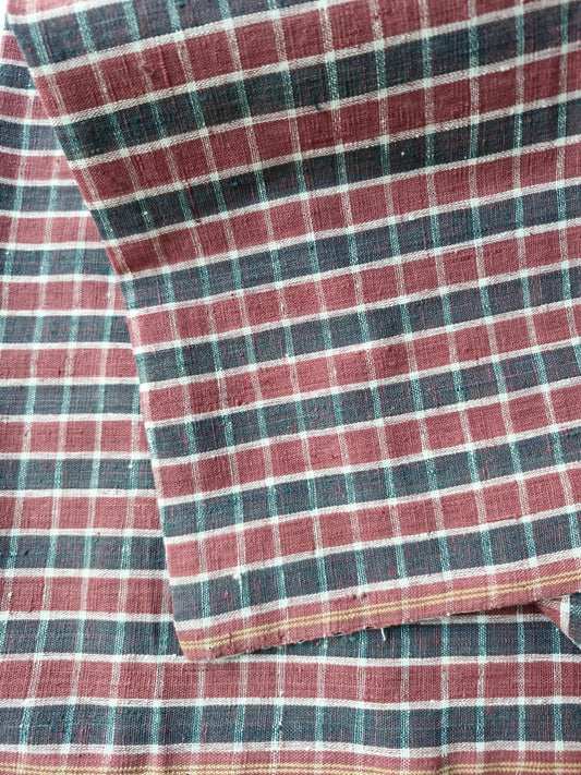 ORGANIC GEOMETRIC FABRIC: INDIGO :ANAR YELLOW:ALIZARIN RED