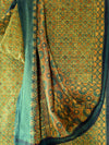 AJRAKH SAREE : GREEN : ALIZARIN RED : ANAR YELLOW