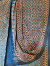 AJRAKH SAREE : INDIGO : ALIZARIN RED