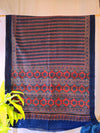 AJRAKH SAREE : DARK INDIGO : ALIZARIN RED : BLACK