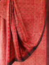 AJRAKH SAREE : ALIZARIN RED : BLACK