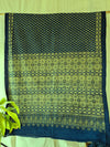 AJRAKH SAREE : INDIGO BLUE : BLACK : ANAR YELLOW