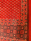 AJRAKH SAREE : ALIZARIN RED : BLACK