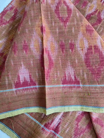 ORGANIC WEFT IKKATH  :KATHA BROWN : MADDER :  KORA : ANAR YELLOW