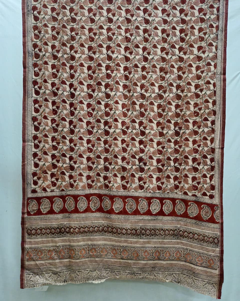 KALAMKARI DUPATTA : ALIZARIN RED : BLACK : MANJISTA:OLIVE