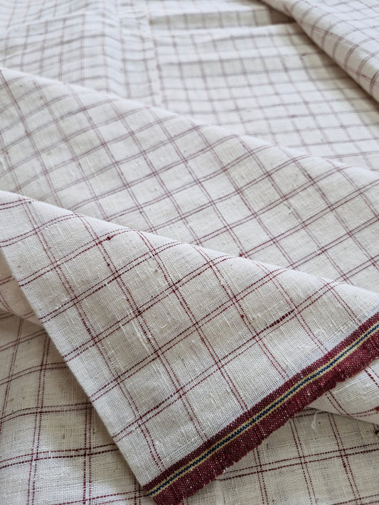 ORGANIC GEOMETRIC FABRIC:ALIZARIN RED:KORA:Rumal check