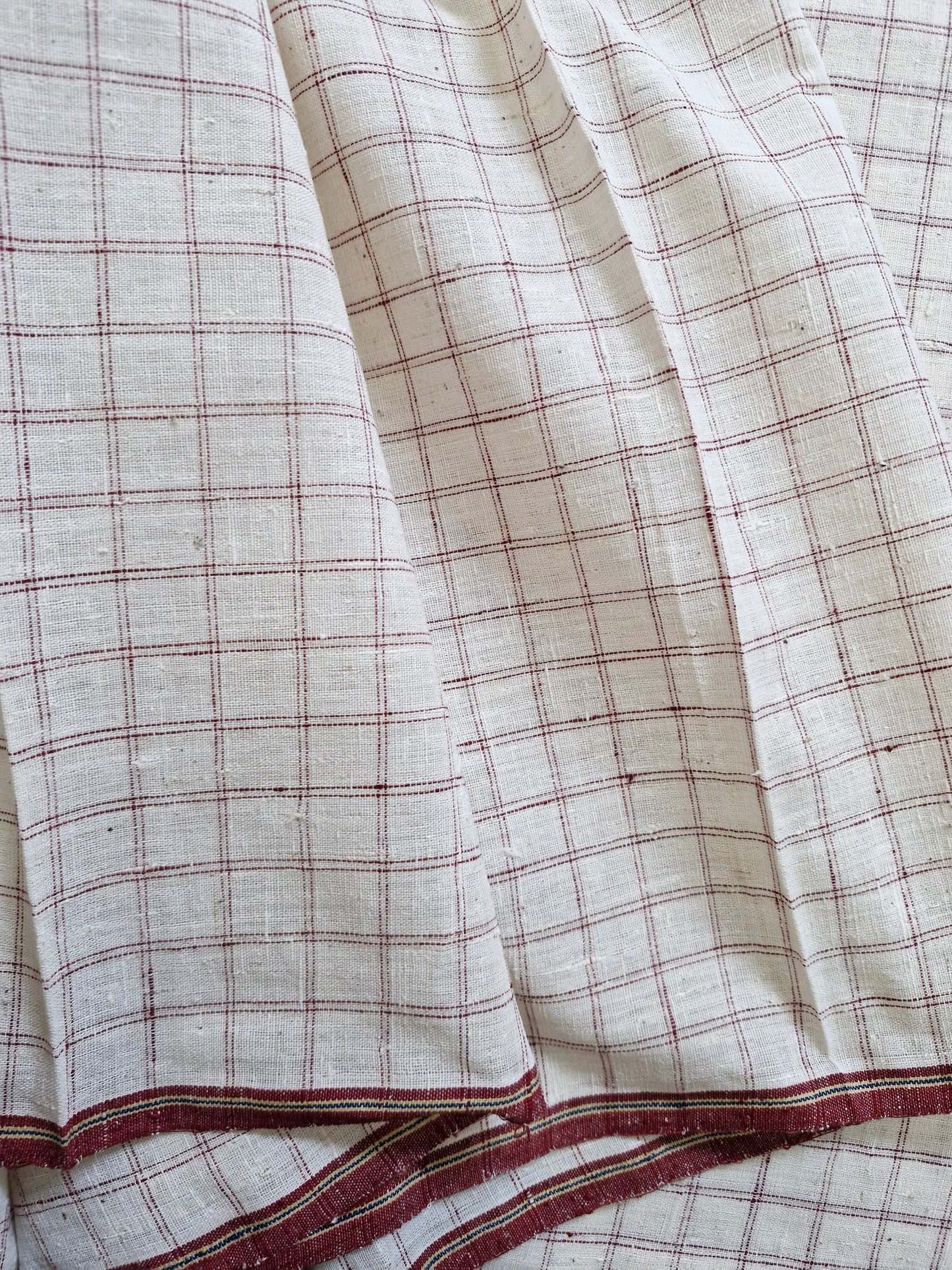 ORGANIC GEOMETRIC FABRIC:ALIZARIN RED:KORA:Rumal check
