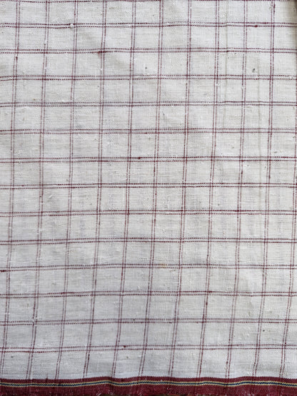 ORGANIC GEOMETRIC FABRIC:ALIZARIN RED:KORA:Rumal check