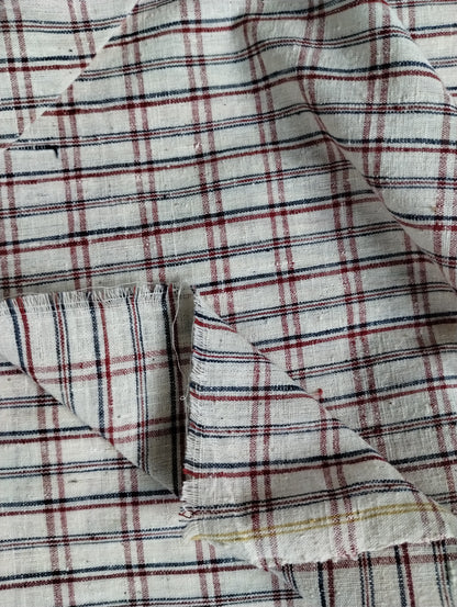 ORGANIC GEOMETRIC FABRIC: ANAR YELLOW:KORA: INDIGO BLUE