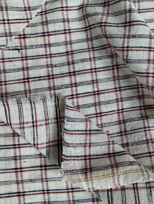 ORGANIC GEOMETRIC FABRIC: ANAR YELLOW:KORA: INDIGO BLUE
