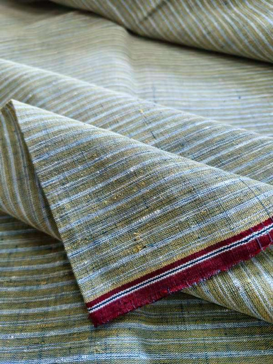 ORGANIC GEOMETRIC FABRIC:  INDIGO : ANAR YELLOW :KORA