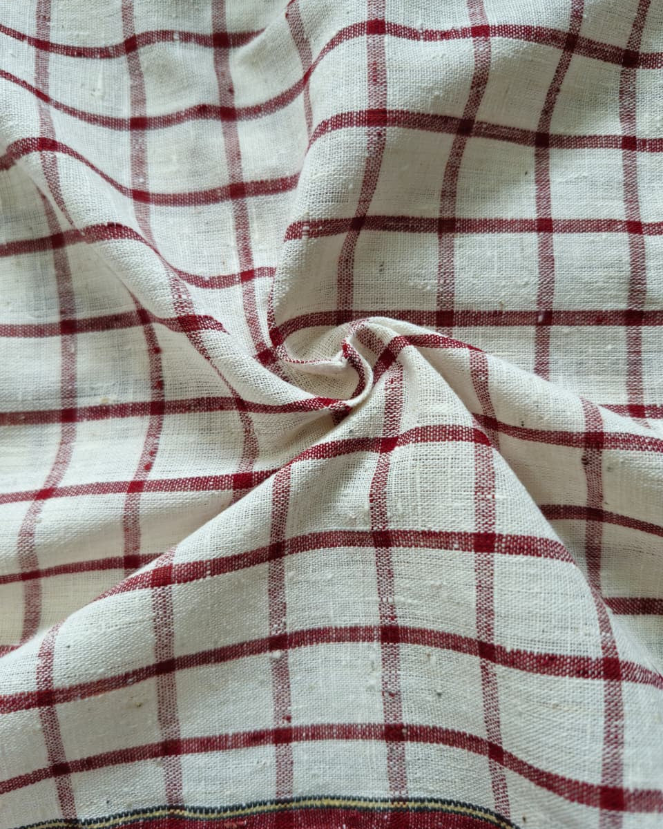 ORGANIC GEOMETRIC FABRIC:ALIZARIN RED:KORA: