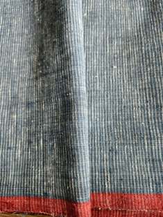 MICRO CHECKS ORGANIC : DARK INDIGO BLUE : KORA: ALIZARIN RED