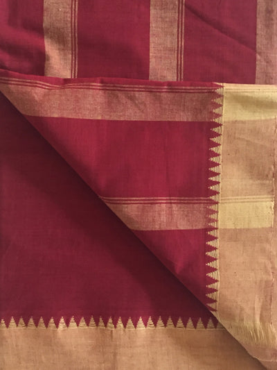 SOLID SAREE : ALIZARIN RED : ANAR YELLOW