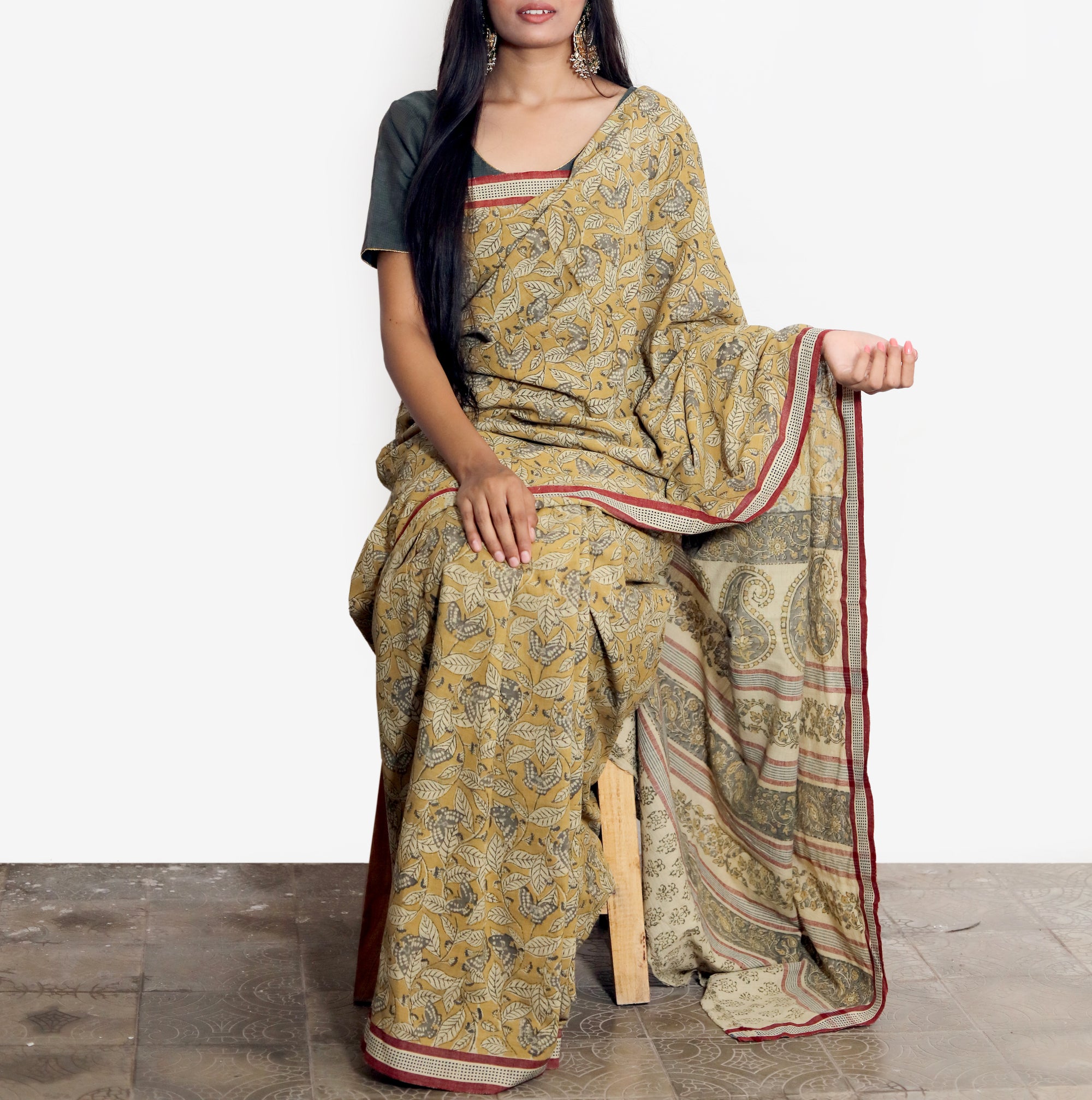 Mudra: Handloom Pure Tussar Kalamkari saree – MYPOSHAAKH