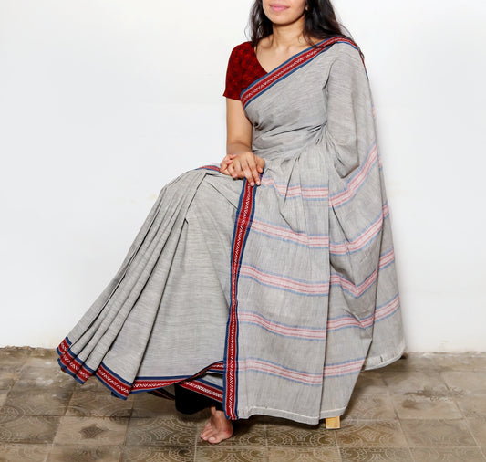 CROSS COLOUR SAREE : BLACK : KORA