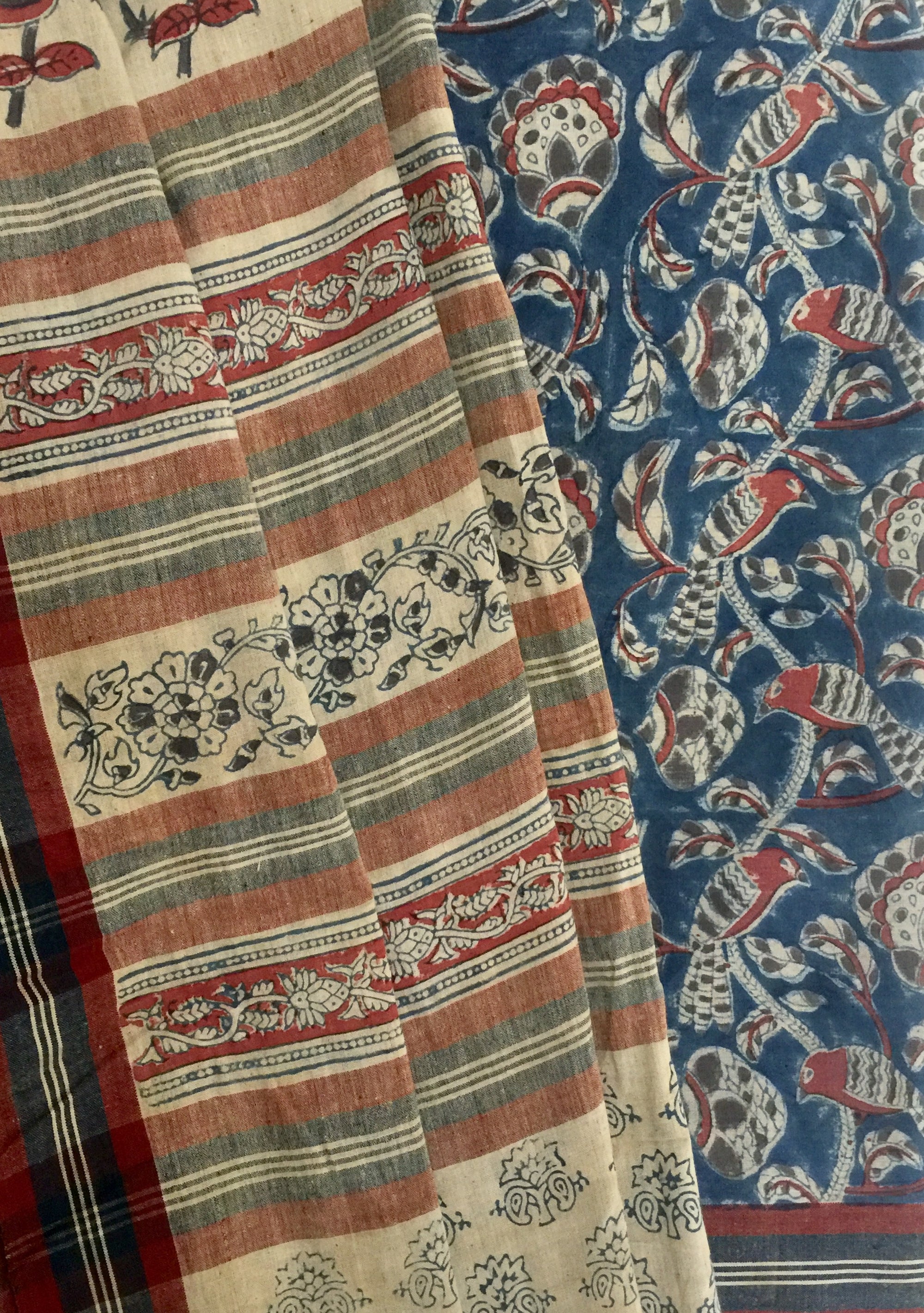 Malkha Natural Dyed Handlooms KALAMKARI SAREE ALIZARIN RED DARK